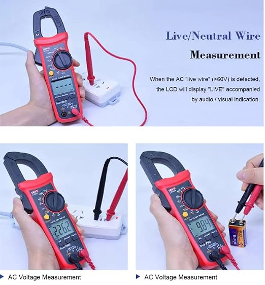 UNI-T Uni-Trend Multimeter clamp Meter UT201R/UT202R/UT203R/UT204R/UT202F AC/DC 400/600A Digital Ammeter clamp Meter DC AC for Measuring Ammeter Voltmeter Ohm Tester(UT201R)