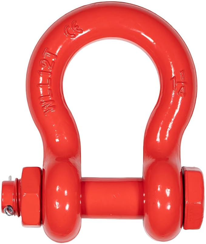 Mytee Products 4 Pack 1-1/4" Anchor Shackle Forged Carbon Steel w/Safety Screw Pin Load Limit 24,000 lbs, Double Rust Protection Heavy Duty D Ring Bolt Type Shackle for Towing, Rigging
