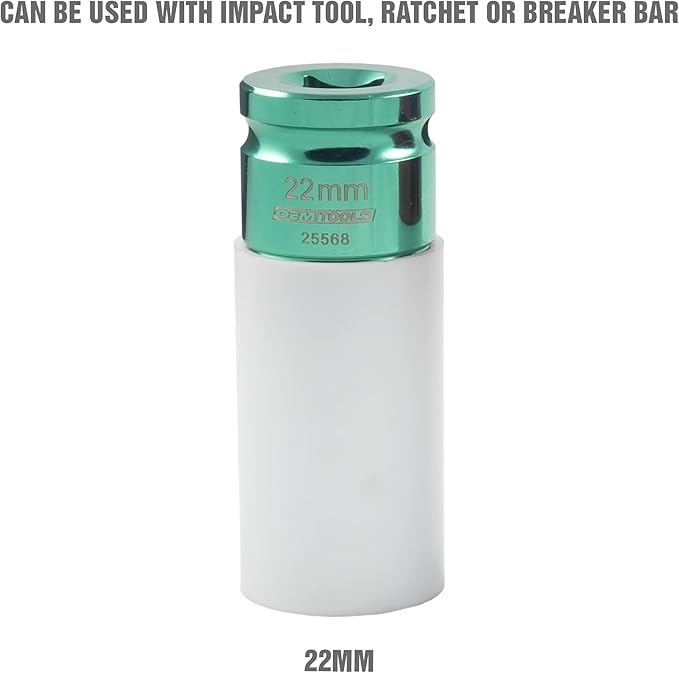 OEMTOOLS 25568 1/2 Inch Drive 22mm Non-Marring Lug Nut Socket, Protects Lug Nuts from Damage, Color-Coded and Clearly Marked Tire Removal Tools, Hex Sockets