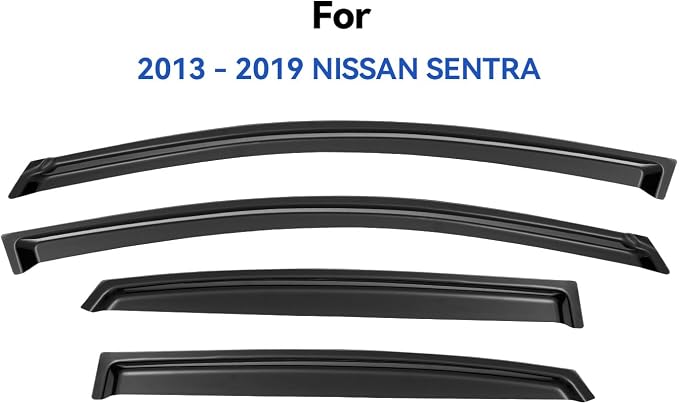 YQAUTEC Window Visors Rain Guards Shield for 2013-2019 Nissan Sentra, Window Wind Deflectors Vent Shades for 13-19 Sentra