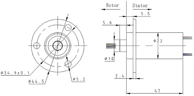Taidacent 3 Wires 4 Wires 5A 10A 15A 30A Electrical Slip Ring Collector Ring Rotary Electrical Contact Joint Rotary Connector Commutator (3 Wires 30A Diameter 22mm)