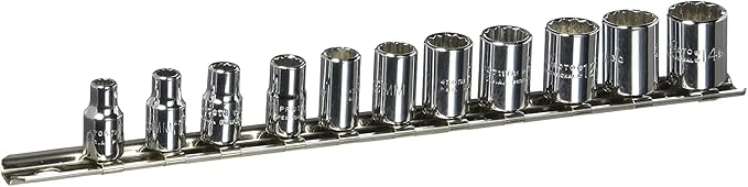 Stanley Proto J47201 11 Piece 12 Point 1/4" Drive Metric Socket Set