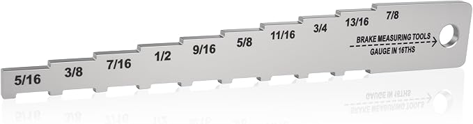 Pocket Tech Gauge 16ths Brake Measuring Gauge, Stainless Steel, Laser Cut and Engraved