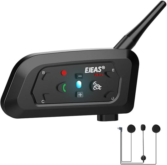 Novamente V6 Pro+ Motorcycle Helmet Bluetooth Intercom Headset, Up to 6 Riders 2-Way IP65 Waterproof Wireless Motorbike Communication System for Dirt Bike/ATV/Off Road, 1 Pack