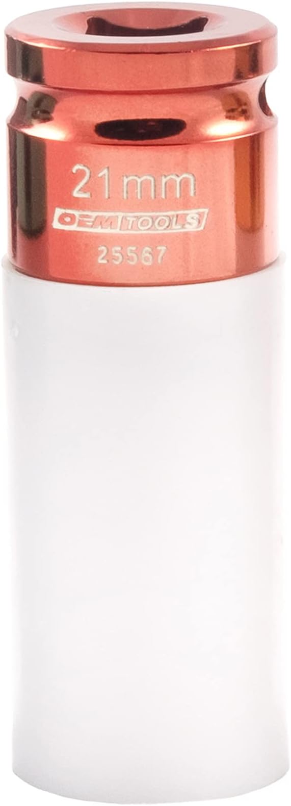 OEMTOOLS 25567 21MM Lug Nut Socket, 21 mm Socket 1/2 Drive for Wheel Service, Non-Marring Sleeve, Thin Wall, CR-MO Steel for Impact Tools, 400 Ft-Lb Max Torque