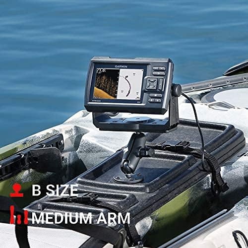 RAM MOUNTS Fish Finder Mount for Boats, Marine Electronics Drill-Down Mount with Medium Arm and AMPS Plate, Universal RAM-B-111U