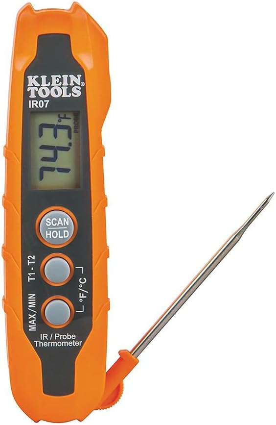 Klein Tools IR07 Dual Infrared (IR) and Probe Pocket Size LCD Digital Thermometer and Klein Tools IR1 Infrared Thermometer, Digital Laser Gun