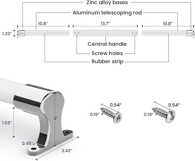 Safoner RV Screen Door Support Bar Handle with Metal Base | Adjustable 21.5"-32" Length | Ideal for Campers and Travel Trailers | RV Door Accessories