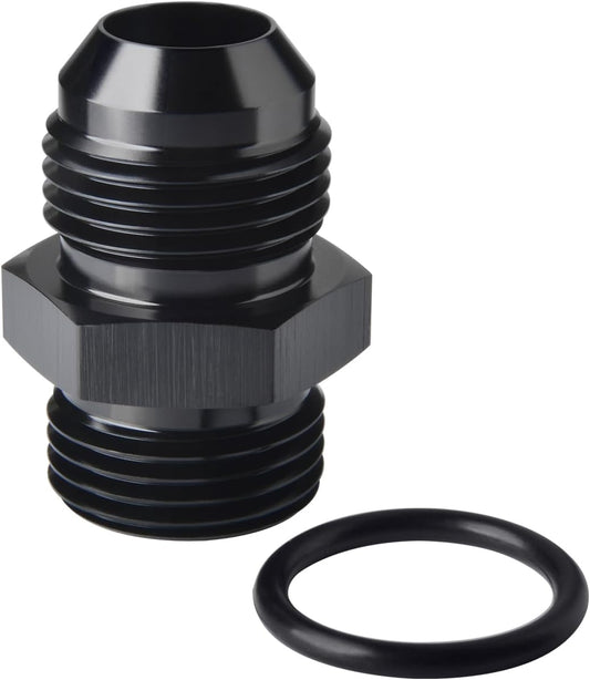 16AN Male Flare to 16AN ORB O-ring Boss Fuel Pump Rail Adapter Fitting Aluminum Black