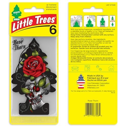 LITTLE TREES Car Air Freshener | Hanging Tree Provides Long Lasting Scent for Auto and Home | 24 Air Fresheners |Rose Thorn