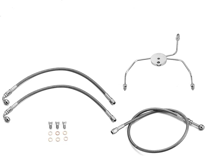 Mofun 51" Upper and Lower Hydraulic Brake Line Non-ABS Compatible with Harley Touring Road Glide Road King 1999-2007, Fit Electra Street Glide 1996-2007, Fit 10"-12" Handlebar, Black