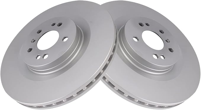 TRQ Front Brake Rotor Set Vented G-Coated Compatible with 2005-2011 Mercedes-Benz G55 AMG 2006-2012 R350 2007-2009 GL320 2010-2012 GL350 2007-2012 GL450 2008-2012 GL550 2007 ML320 2008-2011 ML550