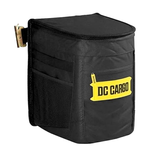 DC Cargo Mall E-Track Garbage Can – Spill-Proof Trash Cans for Trailers and RV’s – 2.5 Gallon Hanging Garbage Bin with Removable Liner & Storage Pockets – E-Track Accessories