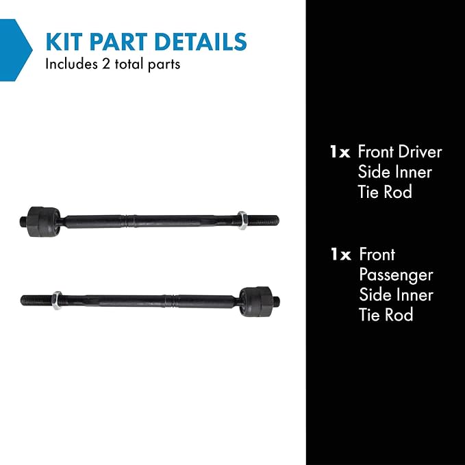 TRQ Front Inner Tie Rod Set 2 Piece Compatible with 2014-2018 Jeep Cherokee