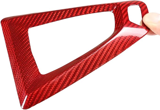 Fit for BMW F80 F82 M3 M4 2014 to 2019 Center Console Gearbox Decorative Panel Frame, Real Carbon Fiber Interior Accessories Gear Lever Panel Base Cover (LHD - Red Carbon)
