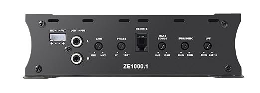 AUDIOZERONE Car Audio Amplifier ZE1000.1 2000W Monoblock Class D MOSFET Subwoofer Audio, 1-4 Ohm Stable, Low Pass Crossover, Mosfet Power Supply, Stereo
