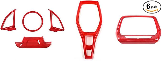 RAZPOY for Camaro Interior Trim Kit, 6PCS Gear Shift Panel Trim 8-Inch Large Navigation Screen Radio Cover Compatible with 2017-2023 Chevy Camaro, Red (8" Large Screen)