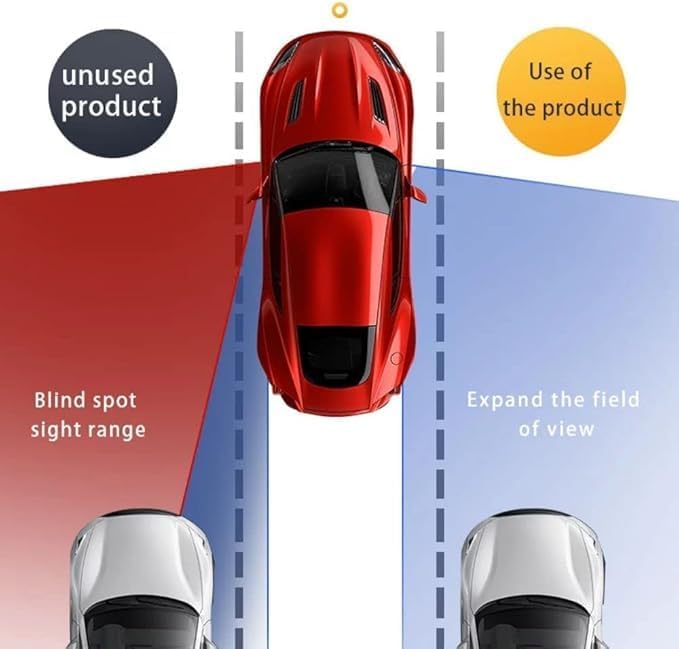 Car Blind Spot Display, HD Side View Camera, Electronic Blind Spot Rearview Mirror Camera with Rotatable Lens (Black)