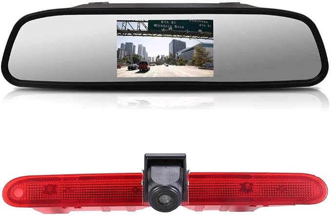 HD Brake Light Rear View Reversing Camera with Angle Adjustable Compatible with Toyota Proace/Citroen Berlingo B9/Opel Combo/Limousine/Peugeot Partner Tepee/Rifter (Camera+4.3'' Rearview Mirror)
