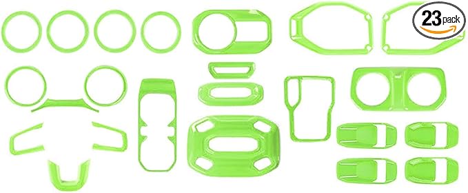 23PCS Full Set Interior Decor Trim Kits Fit for 2018-2023 Jeep Wrangler JL JLU & Gladiator JT 4Door Dashboard Cup Holder Headlight Switch Gear Shift Roof Speaker Map Light Inner Door Bowl Trim