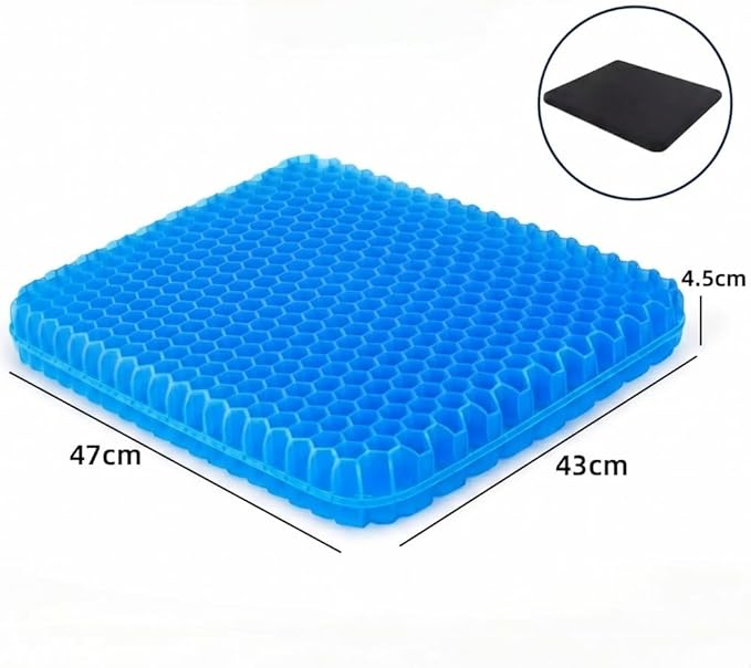 Gel Seat Cushion – Ergonomic Comfort for Office, Car, Travel & Pregnancy | Back Pain, Coccyx, Supports Spine, Breathable & Cooling for Summer | Designed for Chairs & Long Sitting