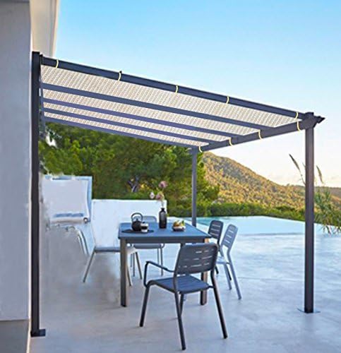 Shatex Shade Panel 12' x 16' Block 90% of Sunlight with Ready-tie up Ribbon for Pergola Gazebo Porch, Wheat