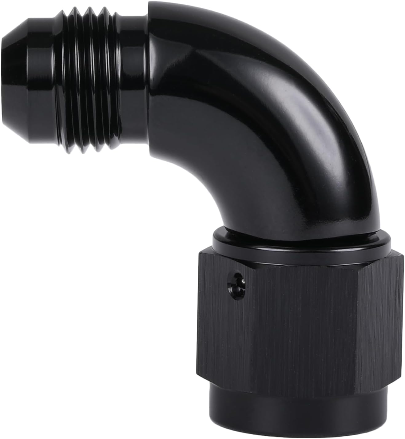 90 Degree 6AN Male to 6AN Female Swivel Full Flow Fitting Adapter Coupler Aluminum Black