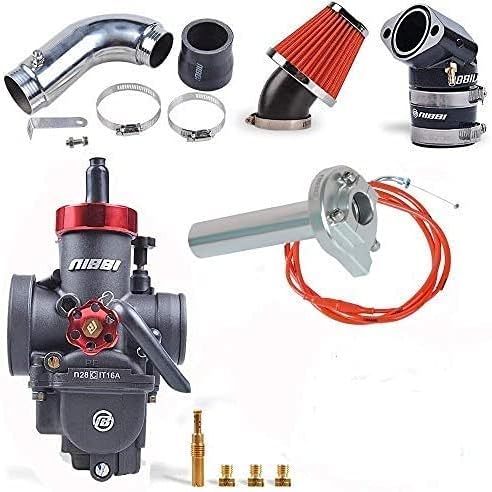 NIBBI Racing Parts Original Replacement High Performance Speed Modified Carburetor Kit PE26MM GY6 Curved Pipe Throttle Cable High Flow Air Filter 48MM Fit GY6 Engine Scooter 100CC 125CC 150CC