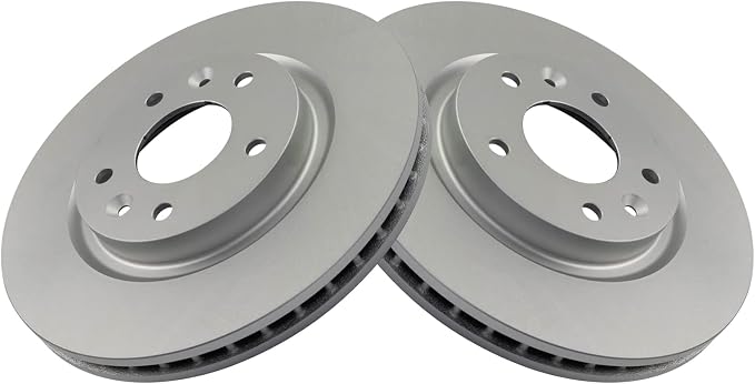 TRQ Front Brake Rotor Set G Coated Vented Compatible with 2014-2017 Nissan Leaf 2014-2020 Rogue 2017-2022 Rogue Sport