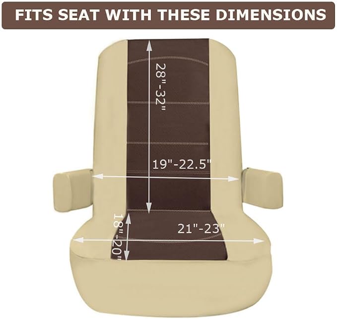 BeadChica 2 Pack RV Seat Covers-for Captains Chairs,Leather Motorhome Seat Covers for Class-A RV Seat with Arm Rest Covers,Coffee