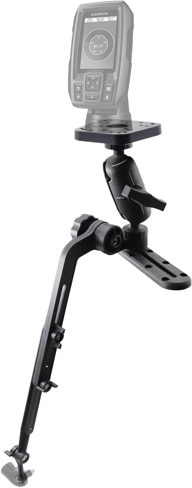 Kayak Fish Finder Mount with Transducer Mounting Arm, 1.5" Ball Marine Electronic Mount for Boat Track, Universal Mounting Plate, Compatible with Scotty, Lowrance, Garmin Fish Finders