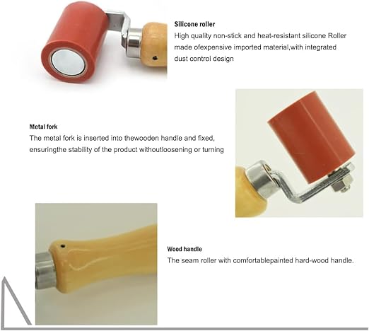 1-3/4 Inch Professional Heavy Duty 45mm Silicone Seam Roller for PVC TPO EPDM Roofing Vinyl Decking Membrane and Tarpaulin Banner Welding, Automotive Audio Sound Deadening Silicone Hand Roller (8)