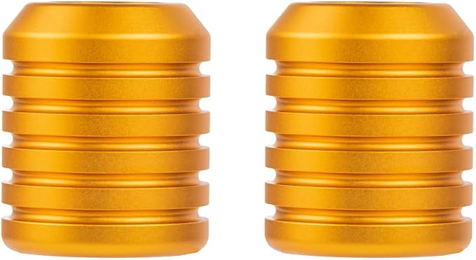 Advanblack CNC Aluminum Motorcycle Frame Sliders – Crash Bar Slider for Harley 1-1/4” Flat Out & Highway Crash Bars/Saddlebag Guards – Red, Gold, Black, Silver – Bolt-On Pair with Screws (Gold CNC)