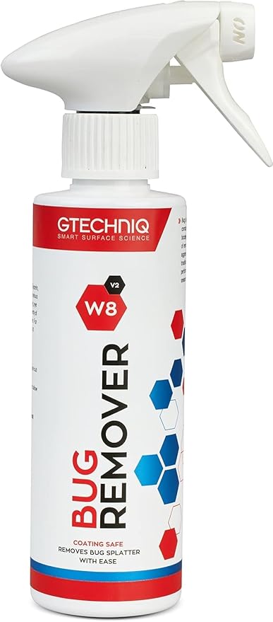 Gtechniq W8 Bug Remover for Cars 250ml | Non-Caustic Cleaner Removes Tough Bug Splatter and Stains, Safe on All Surfaces