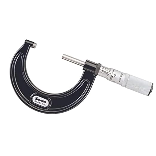 Starrett Outside Micrometer with One-Piece Spindle, Satin Chrome Finish and Tapered Frame - Quick and Easy Adjustment, 1-2" Range, .0001" Graduation - T436.1XFL-2
