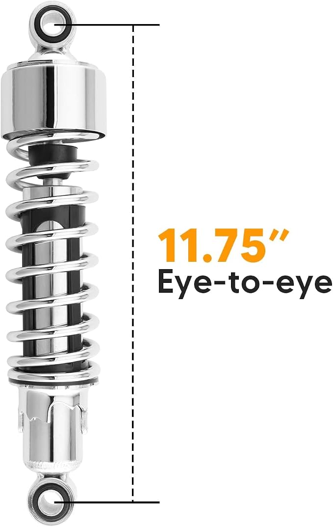Mofun 11.75" Rear Shocks Lowering Kit Preload Adjustable Compatible with Harley Dyna Street Bob Low Rider Super Glide Fat Bob Wide Glide 1991-2015 2016 2017, Chrome