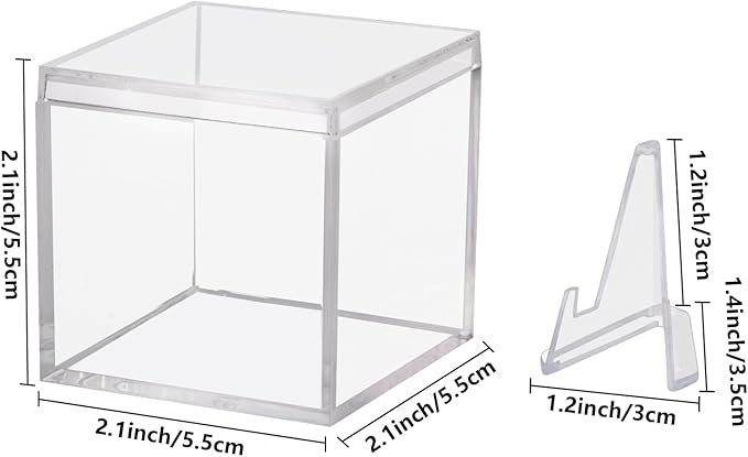 20 Pack Championship Ring Display Case Clear Acrylic Ring Case Display Box for Sports Baseball Softball Football Golf Single Ring Coin Holder Stand, 2.16 Inch