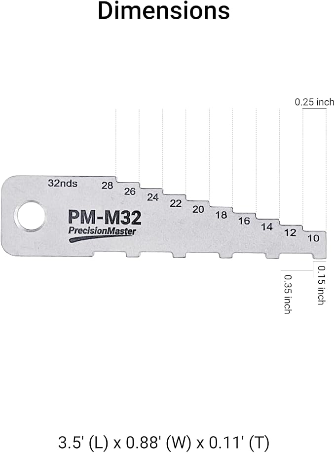 Mini Tech Gauge – 32nds Brake Pad Measuring Tool, 2-in-1 Stainless Steel Brake Thickness & Drum Wear Gauge, Compact 4" Tool for Cars, Trucks, SUVs – No Wheel Removal Needed, Technician Gauge