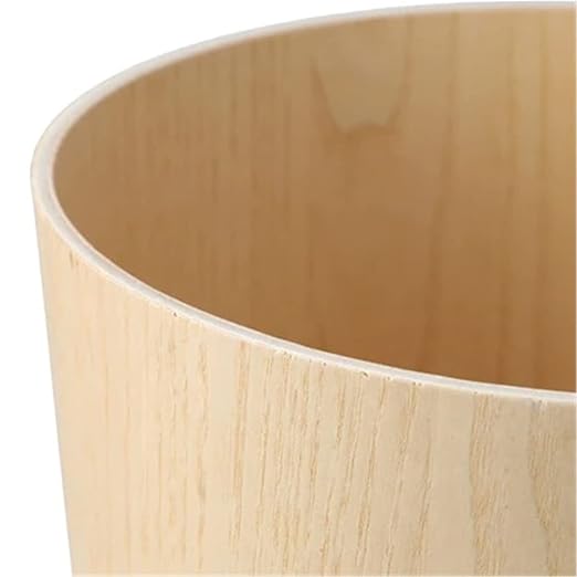 Wood Trash Can, Round Stackable Wastebasket, Natural Garbage Recycling Bin for Bathrooms, Powder Rooms, Kitchens, Home Offices (B-Light Wood)