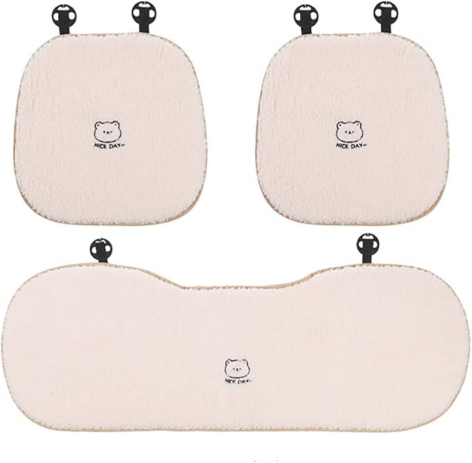 acdiac Universal Cute Bunny/Bear Car Seat Cover Cushion Fuzzy Cozy Cartoon Auto seat Pads (Bear, 3pcs/seat)