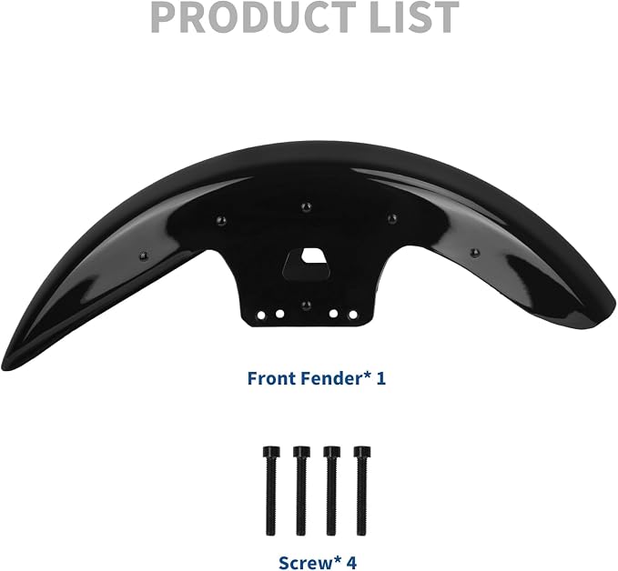 19 inch Front Fender Motorcycle Mudguard for Bagger Models Fit for Harley Touring Road King Electra Glide Street Glide Road Glide 2014-2023, Vivid Black