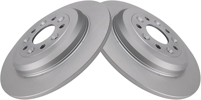 TRQ Rear Brake Rotor Set G Coated Solid Compatible with 2005-2019 Ford Five Hundred Freestyle Taurus Taurus X Flex Edge Explorer 2009-2019 Lincoln MKS MKT MKX 2005-2009 Mercury Montego Sable
