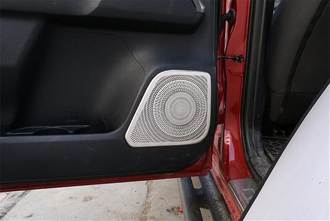4Pcs Stainless Steel Silver Interior Car Door Speaker Horn Net Cover Decorative Trim Fit forToyot-a Tacoma 2016 2017 2018 2019 2020 2021 2022 Car Accessories