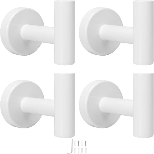 NearMoon Bath Towel Hooks- SUS 304 Stainless Steel Robe Hook Holder, Heavy Duty Coat Hook for Bathroom Livingroom Hotel Kitchen Garage, Wall Mounted- 4 Pack (White)