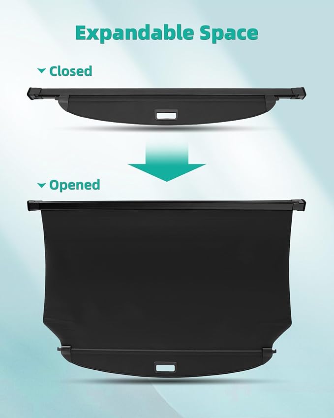 SCITOO Cargo Cover for 2021-2024 2025 Fit for Kia Sorento 1.6L 2021-2024 Fit for Kia Sorento 2.5L Retractable Rear Trunk Cargo Shade Luggage Security Cover Shielding Waterproof