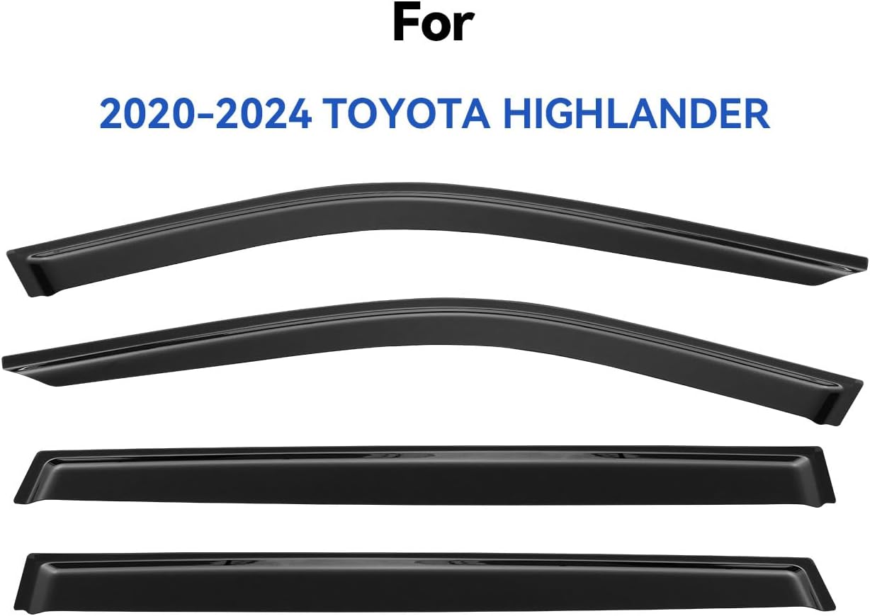 Window Visors Rain Guards for 2020-2025 Toyota Highlander, Out-Channel Window Vent Wind Deflectors Visors Shades for 20 21 22 23 24 25 Highlander