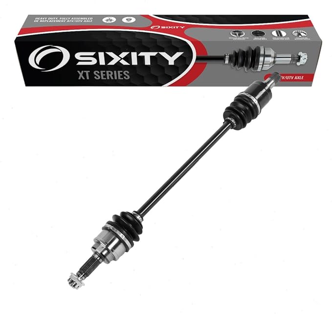 Sixity XT Front Left CV Axle compatible with Honda MUV700 Big Red 2009-13 | Complete axle assembly with a 5140 chrome steel shaft, inboard and outboard CV joints, fully assembled