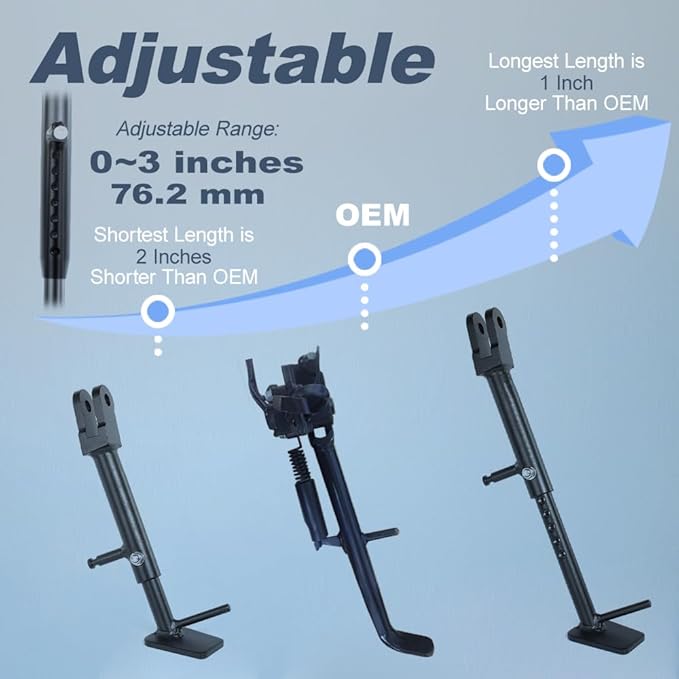 Foot Kickstand Fit for YZF R7 YZF-R7 2022 2023 2024 2025 2026, 0''-3'' Adjustable Steel Side Stand