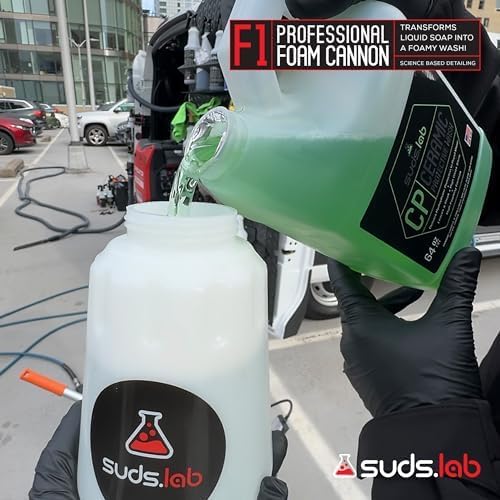 Suds Lab F1 Professional Foam Cannon with 32 Ounce Canister, Adjustable Foam Nozzle, Quick Connect Pressure Washer, Clean Dirt, Car Washing