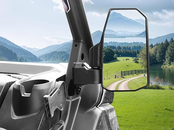 SHEJISI Defender Side Mirrors,The Spring Back Feature Allows Easy Reset After Fold,2024 New UTV Mirrors Compatible with Can Am Defender HD10 HD9 HD8 HD7 HD5,Suitable for No Door,Half Door,Full Door